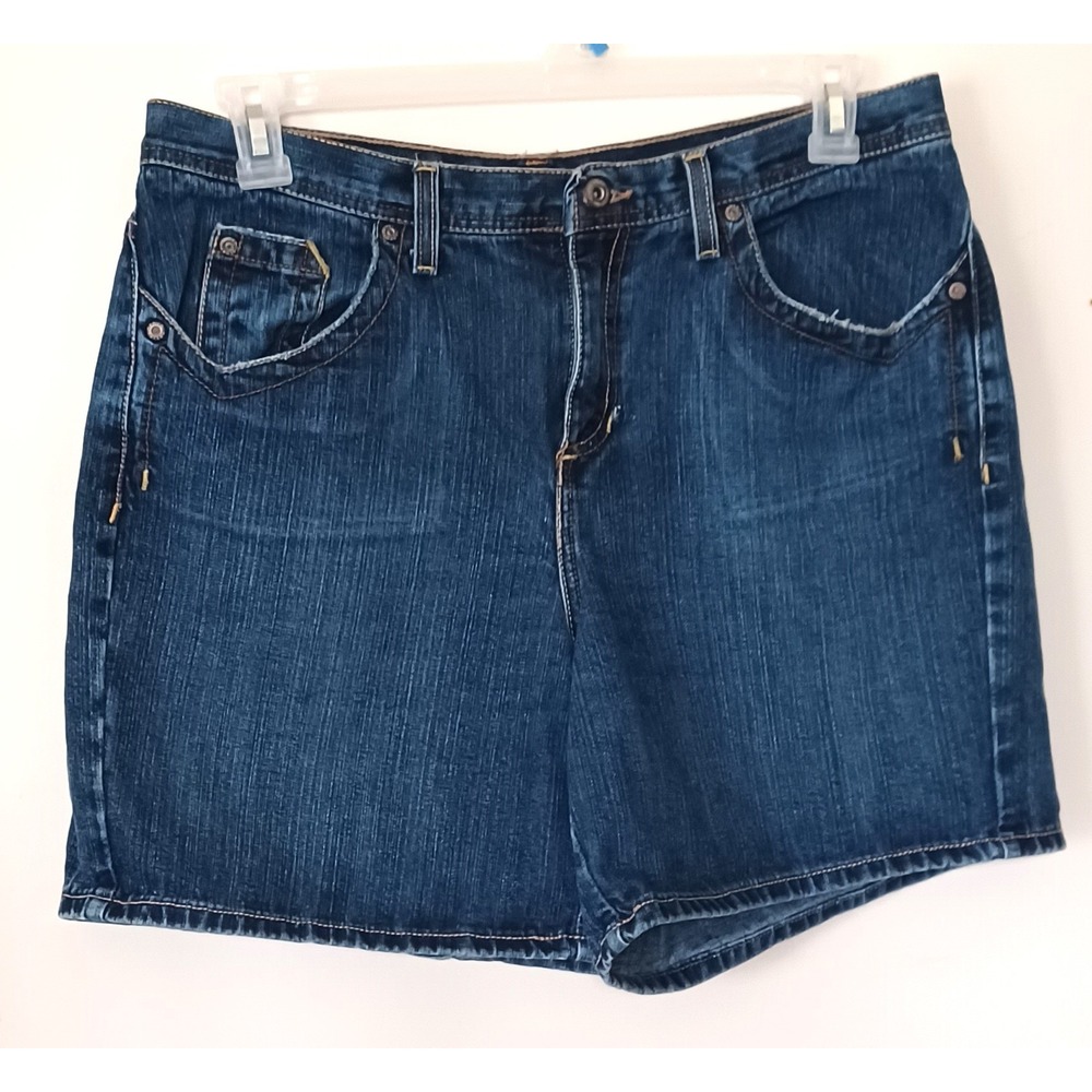 Faded Glory Originals Womens Denim Shorts Size 14 Dark Wash High Rise Y2K READ
